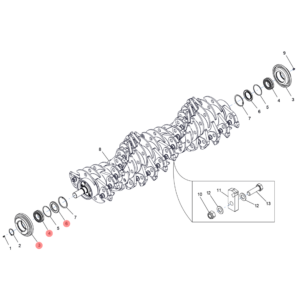 Kit palier roulement et joint rotor dents fixes Tête Forest 130 et 150 vue livre pièces éclatées