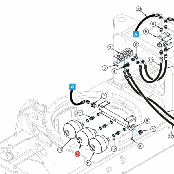 Accumulateur hydraulique 1.4L porteur Alpha S1500 Energreen vue pièces éclatées